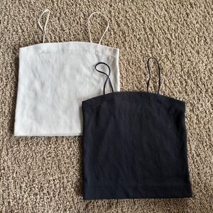 American Eagle Outfitters Black and White Ribbed Tank Tops